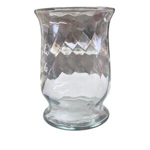 Clear Textured Glass Vase For Flowers Or Candles